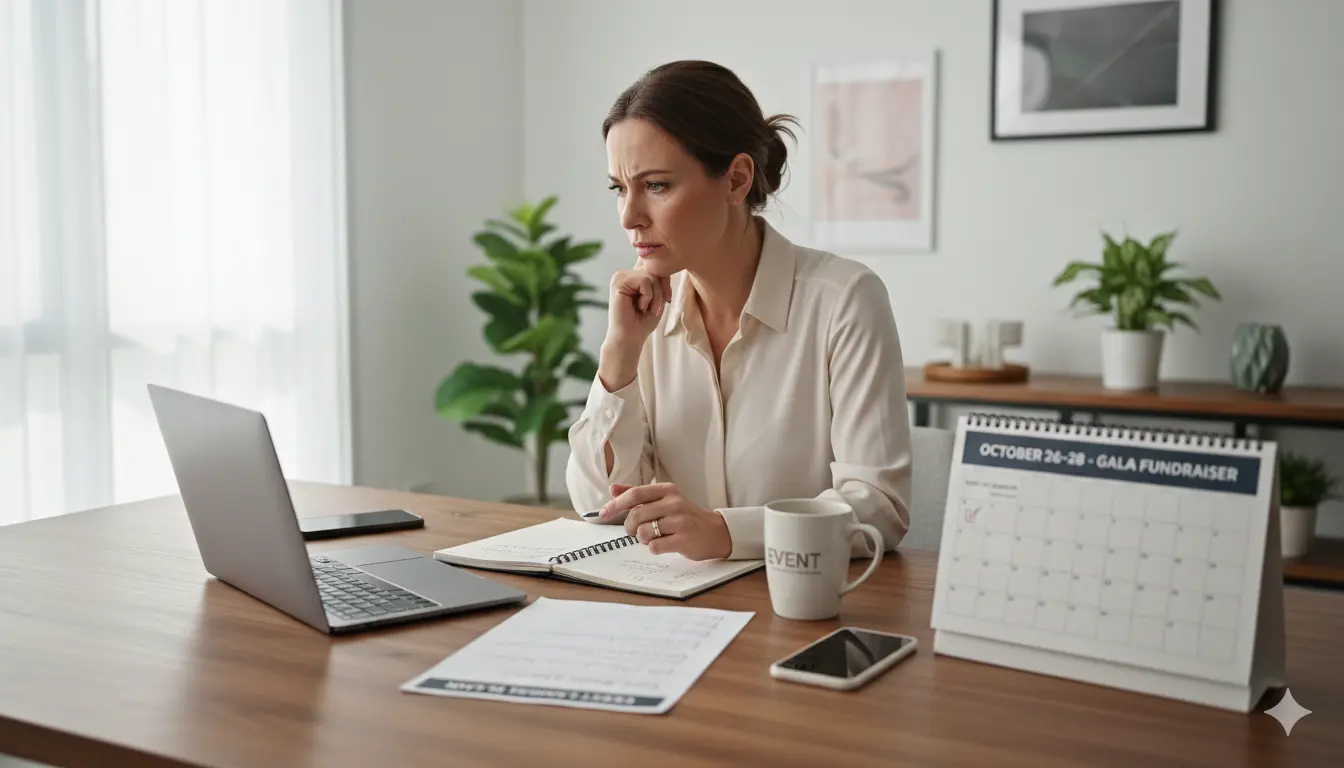 A professional event planner organizing schedules, checklists, and logistics behind the scenes of an event.