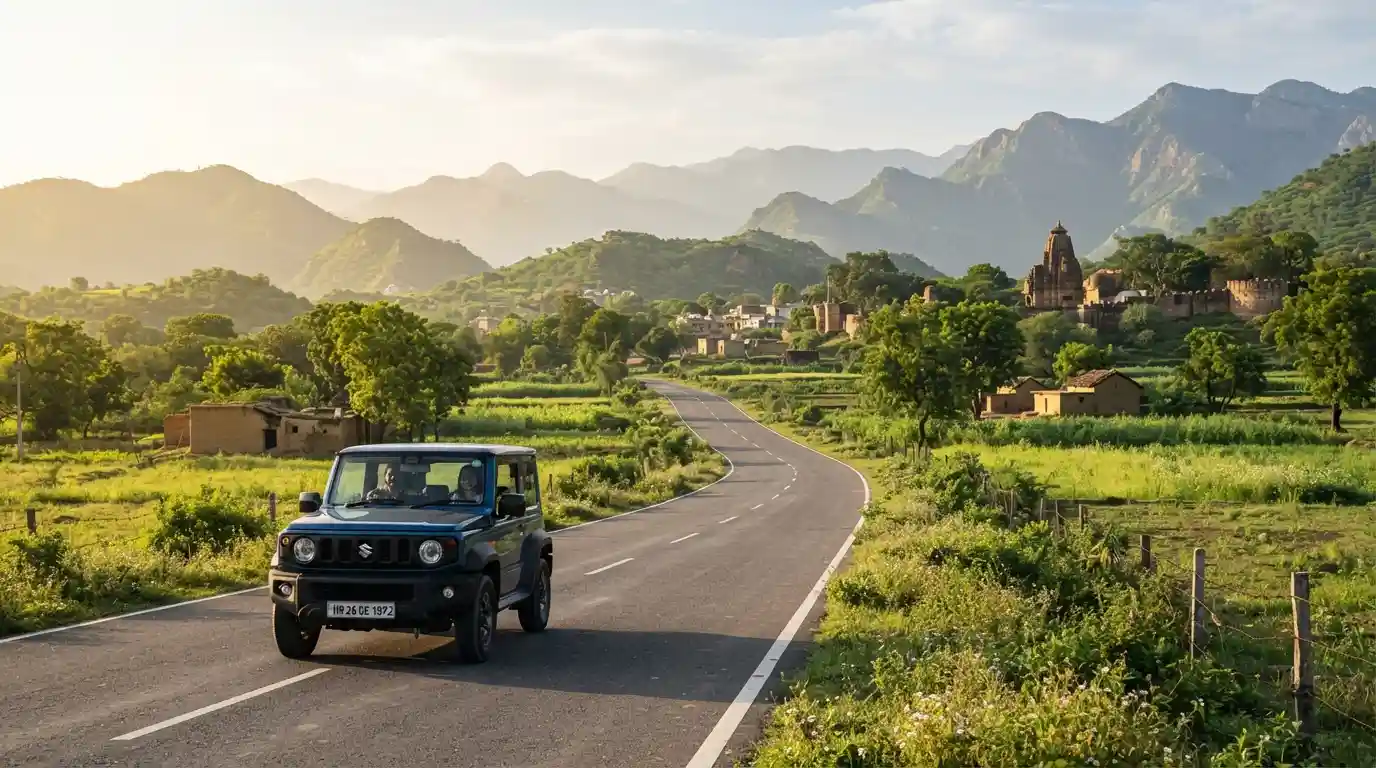 Scenic weekend road trip through North India near Delhi