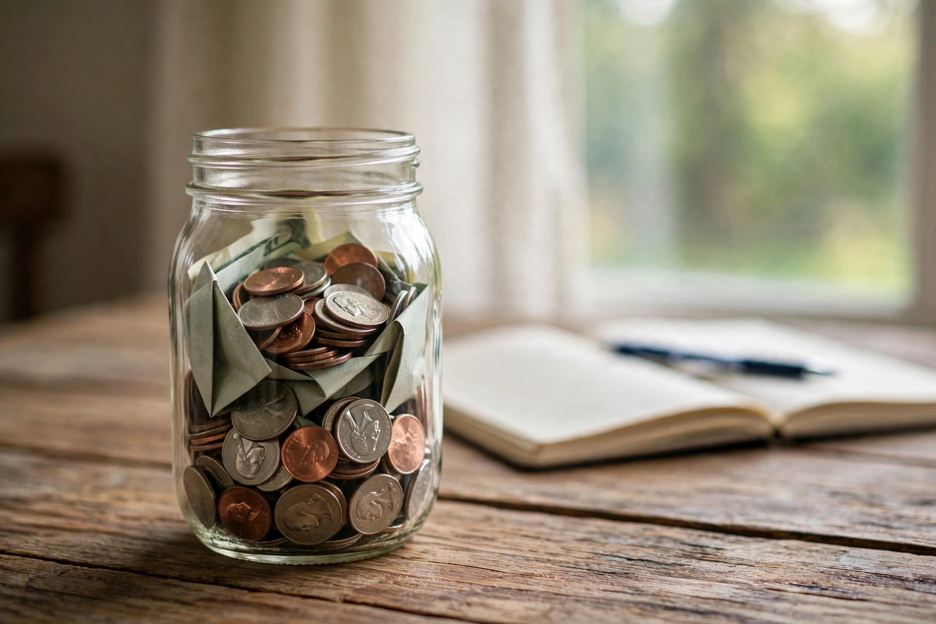 How to build an emergency fund on a low income — savings jar with US dollars