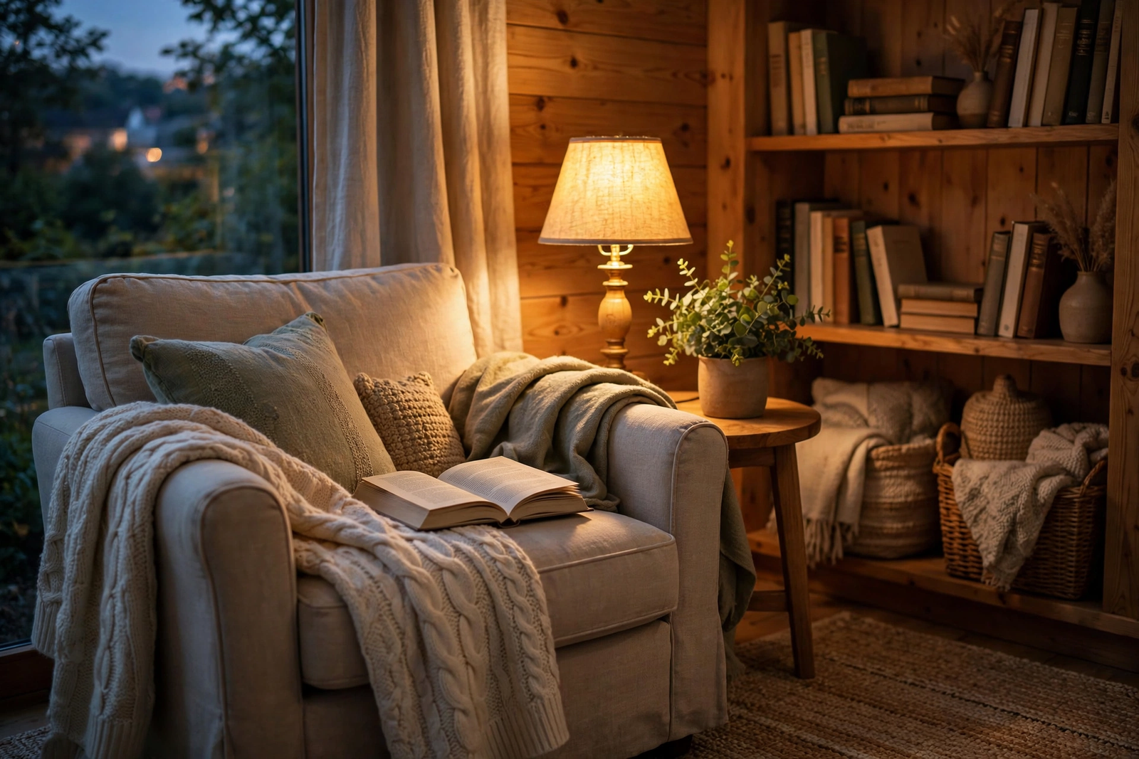 How to make your home cozy with a warm and inviting reading nook featuring soft lighting