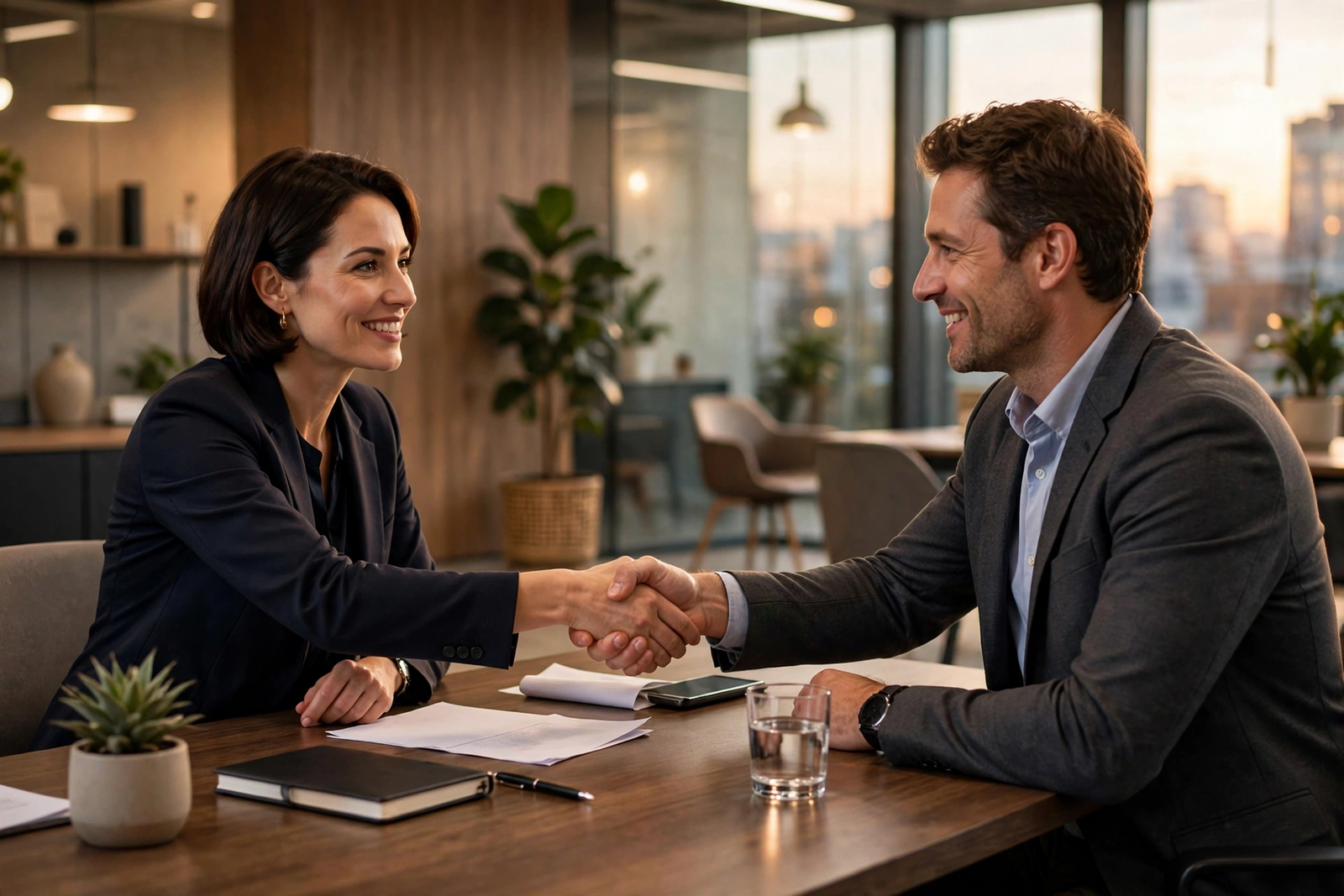 Job interview tips illustrated by a professional handshake during a successful job interview