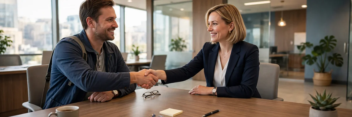 SBA loans explained — small business owner meeting a bank loan officer about an SBA loan